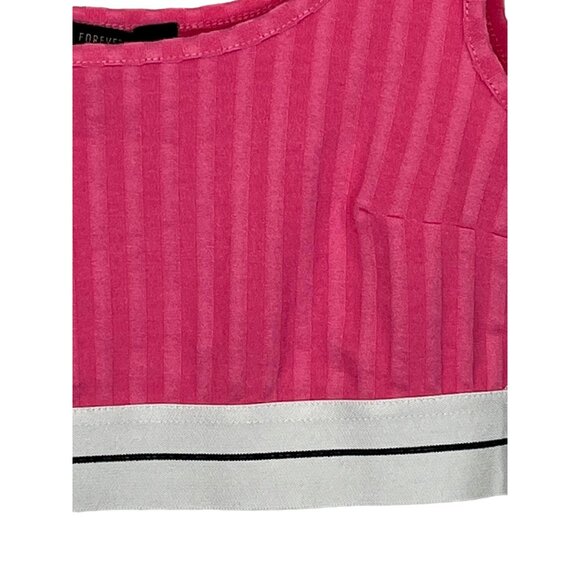 Forever 21 Pink Ribbed Crop Tank Top Women’s Medium Sleeveless Casual Tee - Picture 4 of 12